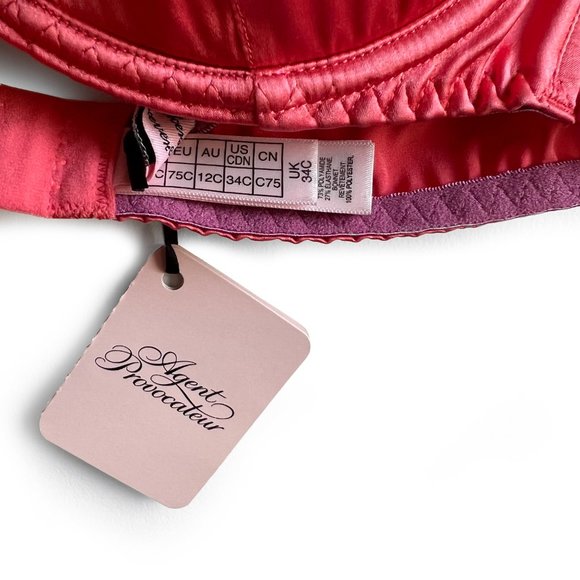 Agent Provocateur Viv bra sorbet pink lime demi plunge size 34C - Picture 4 of 5